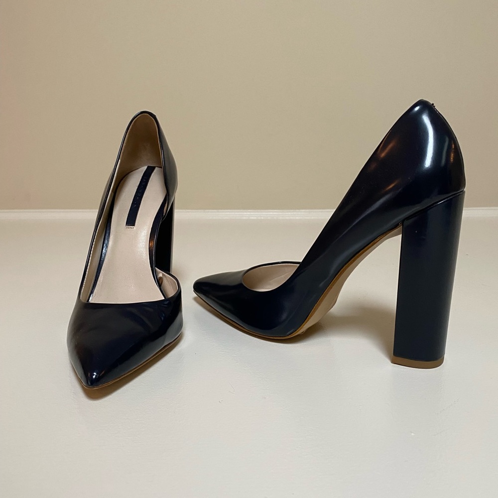 Zara navy blue patent heels.  Size 8.  Worn once.